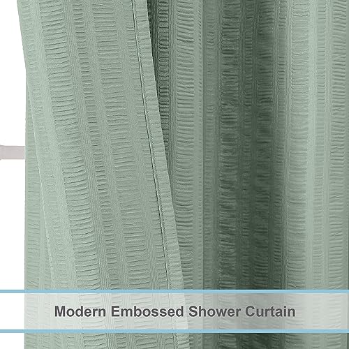 Aiyufeng Moga Sage Green Fabric Shower Curtain - Soft & Lightweight Small Shower Curtain with Texture for Narrow Stall Size, Machine Washable, 36" Wx72 L, Green - color: Sage Green, size: 36"W x 72"L (Pack of 1)
