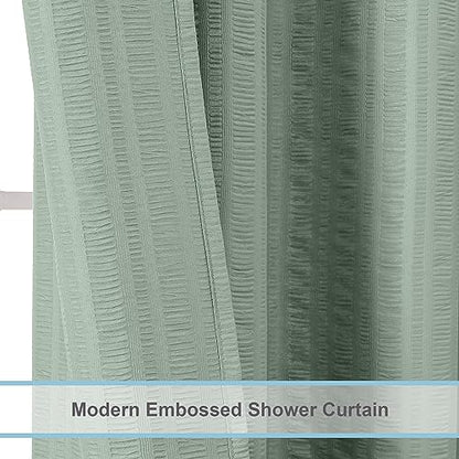 Aiyufeng Moga Sage Green Fabric Shower Curtain - Soft & Lightweight Small Shower Curtain with Texture for Narrow Stall Size, Machine Washable, 36" Wx72 L, Green - color: Sage Green, size: 36"W x 72"L (Pack of 1)