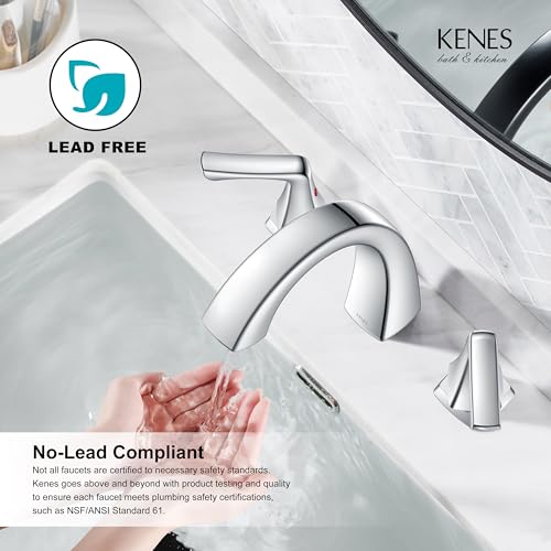 Bathroom Faucets for Sink 3 Hole, Chrome 8 Inch 2 Handle Widespread | Bathroom Vanity Faucet with Pop Up Drain & Supply Lines, Lead-Free cUPC & NSF Certified, 8 Inch Faucet for Vanity RV Sink - color: Chrome