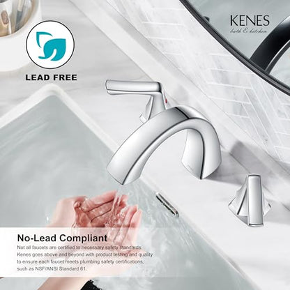 Bathroom Faucets for Sink 3 Hole, Chrome 8 Inch 2 Handle Widespread | Bathroom Vanity Faucet with Pop Up Drain & Supply Lines, Lead-Free cUPC & NSF Certified, 8 Inch Faucet for Vanity RV Sink - color: Chrome