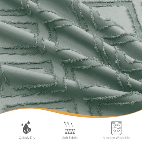 Sage Green Shower Curtain, Jacquard Clip Fabric Boho Shower Curtains for Bathroom, Geometric Lightweight Fabric Bathroom Shower Curtain, Elegant Modern Luxury Hotel Style Design, 72" W x 78" L - color: Sage Green, size: 72"W x 84"L (Pack of 1)