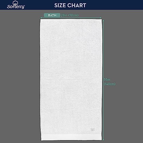 Softerry Waffle Bath Towel Set - 100% Soft Cotton - Plush and Extra Absorbent - Luxury Hotel & Spa Quality - Fade Resistant - Eco-Friendly (White, Set of 4 Bath) - color: White, size: Set of 4 Bath