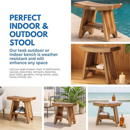 EcoDecors Serenity 18" Teak Shower Bench Bundle with Teak Oil & Cleaner - size: 18" shelf + oil + cleaner