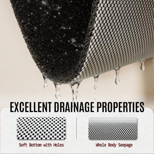 17 * 24in Shower Mat Bathtub Mat Non Slip | Bathmats Non Slip, Quick Drying Foot Scrubber Loofah Mats for Inside Shower, Tub, Bathroom, Home, Black - color: Black, size: 24" x 17" (Rectangular)