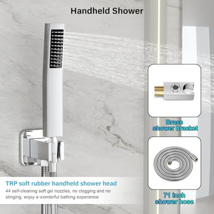 FPXRNG Shower Faucet Set Rainfall Shower System with Square Shower Head and Handle Set Rough-in Valve and Metal Trim Kit Included ‎Polished Chrome 12 Inch Wall Mounted Shower Fixtures - color: ‎Polished Chrome, size: 12 Inch Wall Mount Shower Head