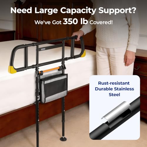 Bed Rails for Elderly Adults Safety, 350 lb Capacity Foldable Bed Rail for Seniors, Width and Height Adjustable, Safety Rail for Adults - size: Bed Rail_5_C
