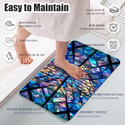 Bathroom Runner Mat Rugs Long,Cupcake Blue Pattern Diatomite Stone Bath Mat Large Absorbent Diatomaceous Non Slip Fast Dry Bathroom Rugs 16x42in - color: Design11