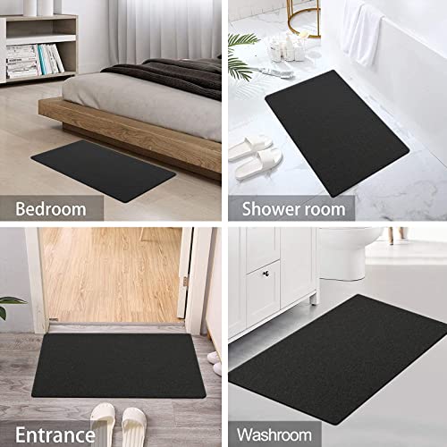SONGZIMING Shower Mat Non Slip Without Suction Cups, 32x17 Inch, Bath Mat with Drain, Loofah Mat for Textured Surface Tub, Bathroom, Quick Drying, Black - color: Black, size: 32" x 17" (Rectangular)