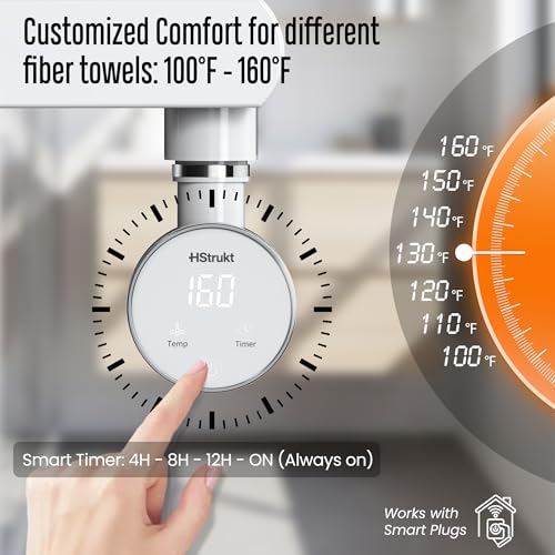 MG01 Towel Warmer for Bathroom, Large, White | Heated Towel Rack, Built-in Timer and Thermo Control, Detachable Controller, Memory Function, Hardwired/Plug-in