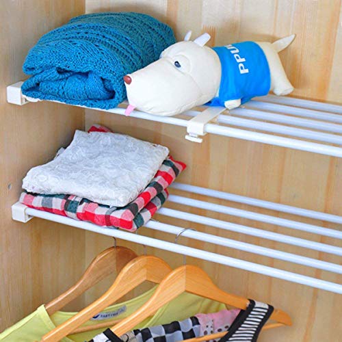 Adjustable Shelf Organizer Expandable Closet Shelf and Rod with No Drilling for Wardrobe Cupboard Kitchen Bookcase (22.1" - 37.4") - size: 22.1" - 37.4"