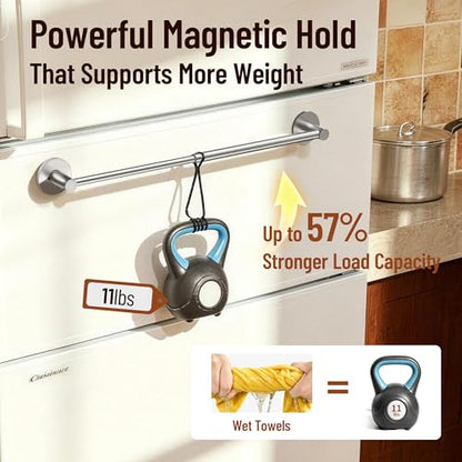 Magnetic Towel Bar, Adjustable Towel Rod, Silver, 1 Pack | Larger Magnetic Base, Non-Slip, Hidden Magnet, 304 Stainless Steel Magnetic Towel Holder for Refrigerator, Dishwasher, Oven - color: Magnetic–silver