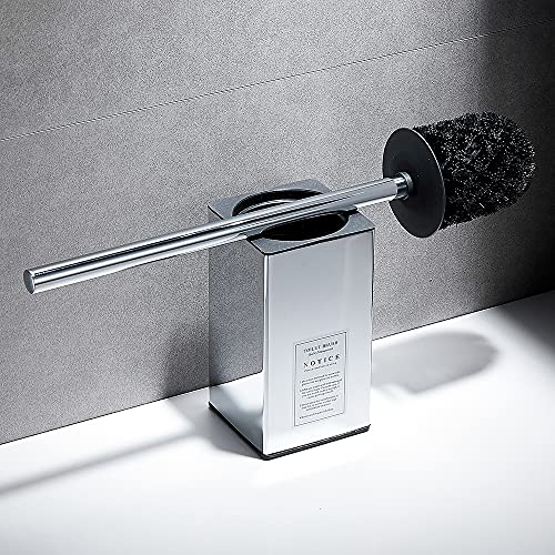 Freestanding Toilet Brush Holder for bathrooms 304 Stainless Steel Toilet Brush Stand Square Storage and Organization Rust Resistant 17-inch high Polished Chrome Finished - color: 17-inch High Square Polished Chrome