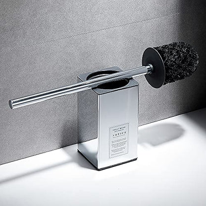 Freestanding Toilet Brush Holder for bathrooms 304 Stainless Steel Toilet Brush Stand Square Storage and Organization Rust Resistant 17-inch high Polished Chrome Finished - color: 17-inch High Square Polished Chrome
