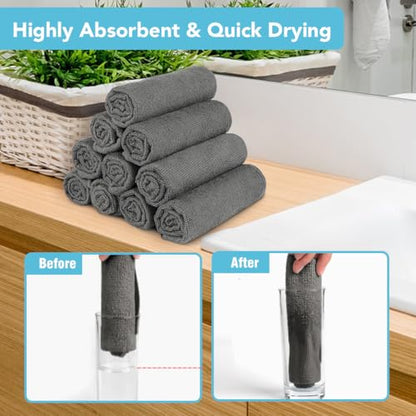 Orighty Wash Cloths, Face Towels 12x12 Inch 20 Pack | Soft Quick-drying Grey Washcloths, Multi-Purpose Microfiber Face Cloths for Bathroom, Gym, Spa, Hotel, Travel - color: Grey