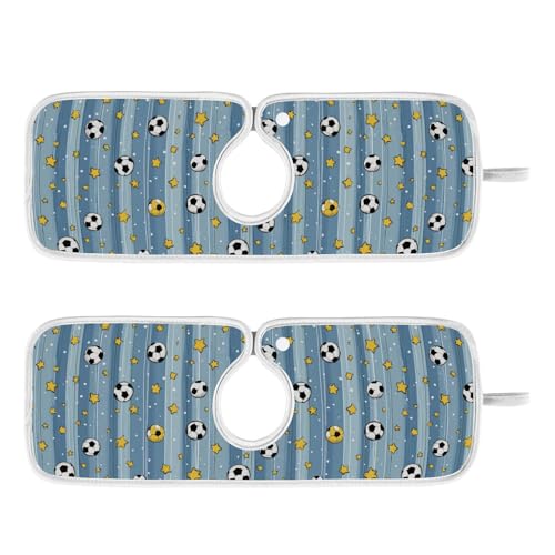 Kitchen Sink Splash Guard Behind Faucet Mat 2 Pcs Absorbent Faucet Mat Quick Dry Kitchen Sink Drying Mats for Drip Drain Draining Sinks Bathroom Microfiber Soft Washable S Blue Stripe Soccer Star - color: Blue Stripe Soccer Star, size: 14.9" x 5.5"