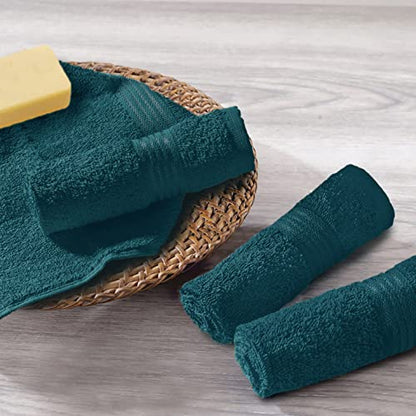 Ultra Soft Cotton Washcloths, Contains 12 Piece Face Cloths 12x12 inch, Ideal for Everyday use Face Towels, Compact & Lightweight Multi Purpose Washcloths - Teal - color: Teal, size: 12 Pack Washcloths