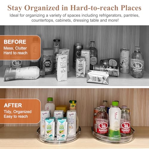 INCOSTAR 4 Pack Lazy Susan, 9 Inch Clear Turntable for Kitchen Cabinet | Rotating Spice Rack, Pantry Organizer and Storage, Bathroom Countertop Organizing for Makeup Vanity - size: 9.25 inch 4 Pack