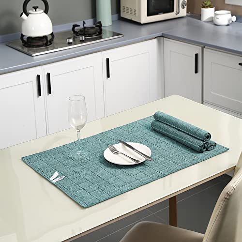 Puomue Microfiber Kitchen Towels and Dishcloths Set, 26 X 18 Inch and 12 X 12 Inch, Set of 12 Bulk Lint Free Dish Towels for Drying Dishes, Lake Blue - color: Lake Blue