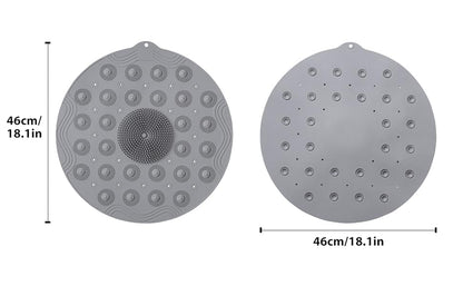 Round Shower Mat, Non Slip Bath Mat with Suction Cup Shower Stall Mats 18.1 x 18.1 inches, Soft Shower Mat, Silicone Material