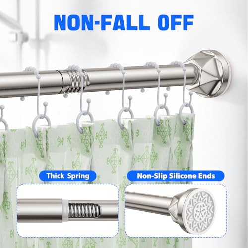 Nickel No-Drill Shower Rod - 32-80 Inches, Anti-Slip Tension Curtain Rod - color: nickel, size: 32-80 inches