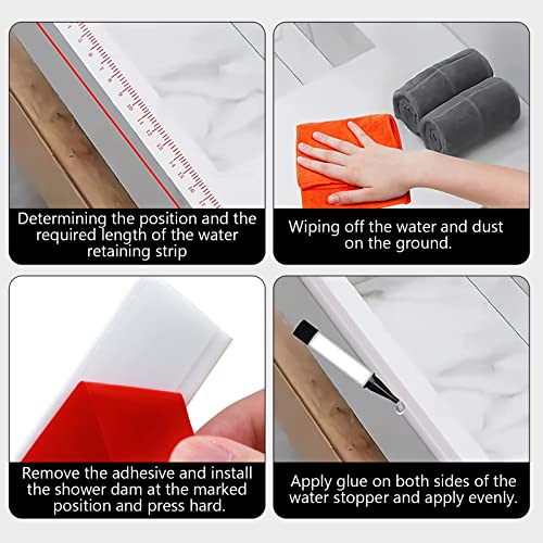 Silicone Shower Threshold Water Dam, Kitchen Sink Splash Guard, Shower Barrier Water Dam(98inch) - color: Gray, style: 98Inch