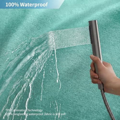 2-in-1 Waterproof Fabric Shower Curtain,No Separate Liner Needed,Linen Textured,Effortless Cleaning & Washable Bathroom Shower Curtain Set with 12 Plastic Hooks,72"x72",Teal - color: Teal, size: 72"W x 72"L (Pack of 1)