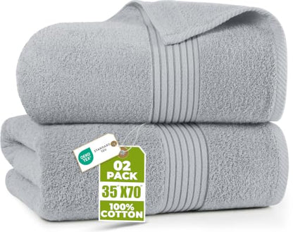 Utopia Towels Extra Large Bath Sheets, 2 Pack, 35x70 in, Cotton, Cool Grey | Soft Lightweight Ring Spun Cotton Shower Towel Set - Highly Absorbent, Quick-Drying, Extra Large Bath Sheets, Durable - color: Cool Grey
