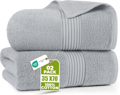 Utopia Towels Extra Large Bath Sheets, 2 Pack, 35x70 in, Cotton, Cool Grey | Soft Lightweight Ring Spun Cotton Shower Towel Set - Highly Absorbent, Quick-Drying, Extra Large Bath Sheets, Durable - color: Cool Grey