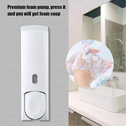 Soap Dispenser Wall Mount Foaming, 600ml Wall Mounted Manual Foam Soap Lotion Dispenser Rechargeable for Kitchen Bathroom Commercia(White)