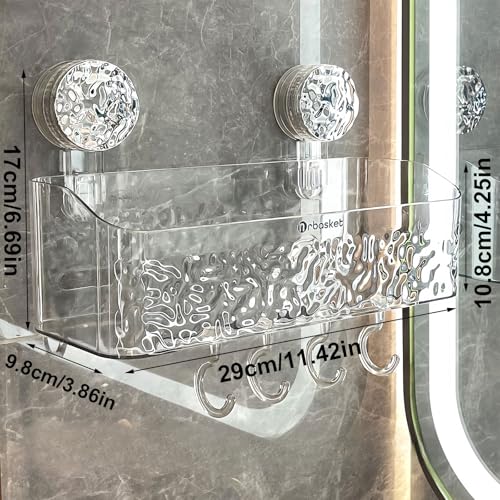 Shower Caddy Suction Cup, Wall Mounted Rack Organizer Removable Bathroom Shelf, No Drilling Larger Storage Rack Upgraded, Bathroom Suction Caddy - style: Large size, 1 piece