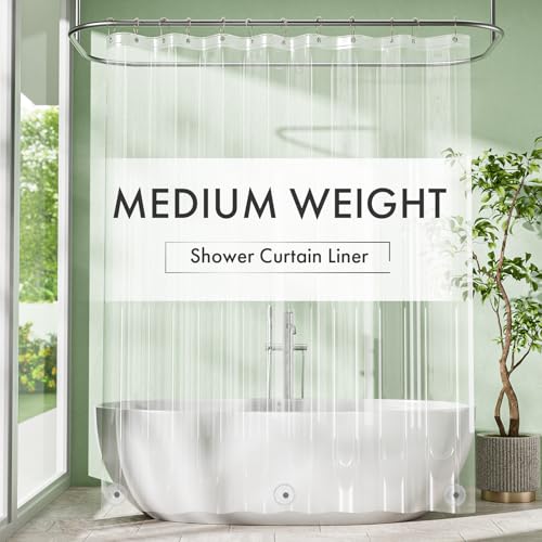 Extra Long Shower Curtain Liner, 72 x 96 Clear Plastic Shower Liner PEVA Waterproof Medium Weight Shower Curtains for Bathroom with Magnets and Grommets - color: Clear, size: 72"W x 96"L (Pack of 1)