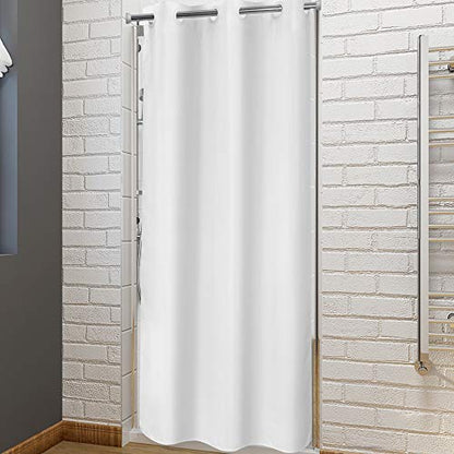 River Dream No Hook Stall Fabric Shower Curtain 48" Wide - Soft Microfiber Shower Stall Curtain Hotel Grade, Waterproof & Machine Washable, White, 48x74 - color: White, size: 48"W x 74"L (Pack of 1)