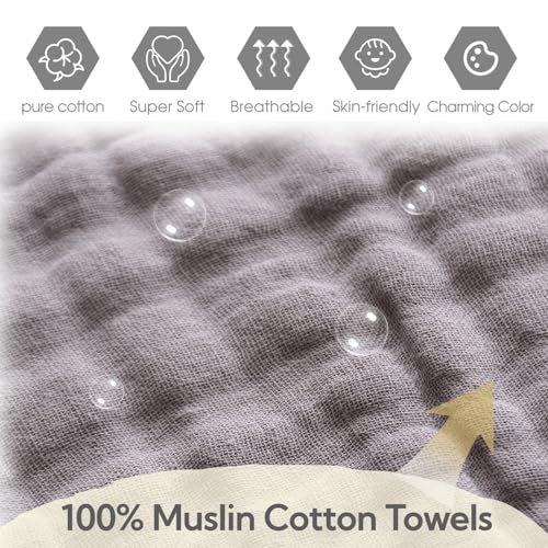 Colorful Baby Washcloths - Muslin Cotton Wash Cloths for Babies, Ultra Soft Newborn-Toddler-Infant-Child Washcloths Burp Cloths.12 Pack Face Bath Towels Reusable for Unisex Baby.