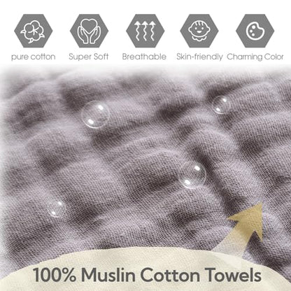 Colorful Baby Washcloths - Muslin Cotton Wash Cloths for Babies, Ultra Soft Newborn-Toddler-Infant-Child Washcloths Burp Cloths.12 Pack Face Bath Towels Reusable for Unisex Baby.