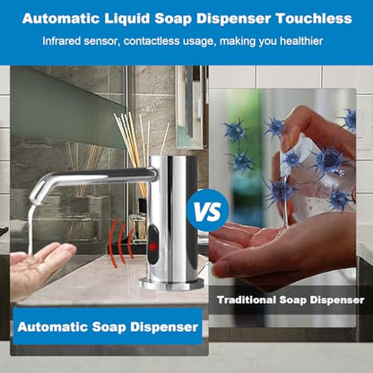 Automatic Soap Dispenser for Kitchen, Electric Soap Dispenser Built in Sink | Touchless Liquid hand Soap Dispenser with 1000ml Bottle, Infrared Sensors Soap Dispenser for Business Bathroom Chrome Plating - color: Electroplated-liquid