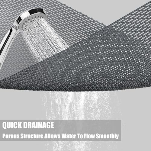 Non Slip Shower Mat: 36" X 24" Extra Large Shower Mats for Inside Shower - PVC Quick Dry Shower Stall Mat with Hundreds Drain Holes - size: 36" x 24" (Rectangular)