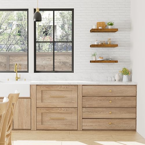 QEEIG 12" Deep Floating Shelves for Wall - 12 x 16 inch Book Shelf Bathroom Bedroom Kitchen Living Room Hanging Bookshelf Farmhouse Set of 3, Brown (026-40BN3) - color: A. Brown, size: 15.7" x 11.6"