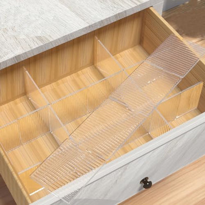Onerbuy 8pcs Adjustable Grid Drawer Dividers DIY Plastic Closet Separator Tidy Organizer Container 32.5 * 7cm/ 12.8 * 2.8inch for Underwear Socks Belt Office Supplies(Transparent White) - color: Transparent White