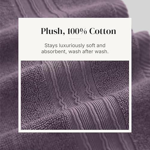 Modern Threads 6 Piece Bath Towel Set – Bathroom Set with 2 Bath Towels, 2 Hand Towels, and 2 Wash Cloths – 100% Cotton, Super Absorbent & Extra Soft – Reversible Floral Trail (Purple) - color: Purple