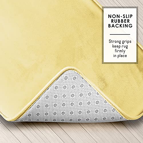 Clara Clark 3 Piece Bathroom Rugs Bath Mat Set, Velvet Memory Foam Bath Mats for Bathroom - Non-Slip, PVC Backing Bath Rugs, Washable - Dries Quickly, Yellow - color: Mellow Yellow
