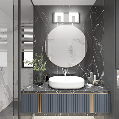 Aipsun 2 Lights Dimmable Modern LED Vanity Light for Bathroom Frosted White Acrylic Chrome Up and Down Bathroom Wall Light Fixtures Over Mirror(White Light 6000K) - size: 2 Lights