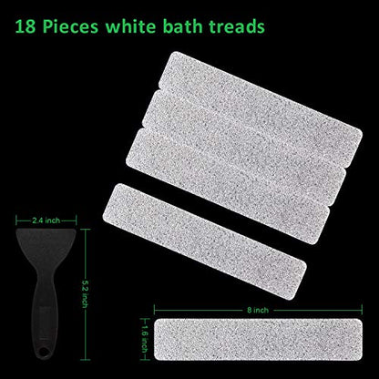 Non Slip Bathtub Strips 18 PCS Larger Adhesive Anti Slip Shower Stickers for Bath Tub,Bathroom,Stairs with Premium Scraper - color: Clear