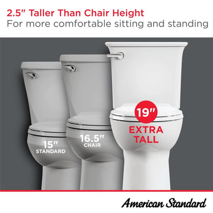 American Standard Cadet PRO Two Piece Round Toilet, 1.28 GPF, White - size: 10" rough-in