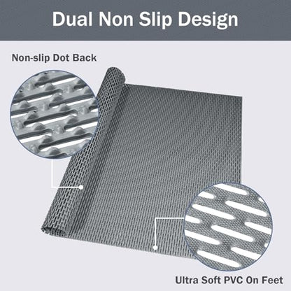 Bathroom Non Slip Shower Mat, Gray 24x16 Inch Bathtub Mat, Non Slip Bathroom Mat for Elderly and Kids, Easy to Dry, Fast-Dry Drainage Hole, Easy to Prune - color: Gray, size: 24" x 16" (Rectangular)