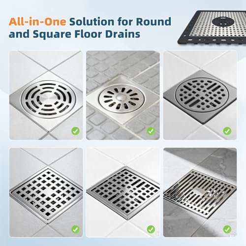 Hibbent Upgraded Shower Drain Hair Catcher, Shower Cover for Bathroom Floor 6" Drain, Anti-Clogging Bathtub Strainer, Stainless Steel Kitchen Sink Strainer with Handle, Dark Grey - color: 6' Dark Grey
