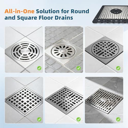 Hibbent Upgraded Shower Drain Hair Catcher, Shower Cover for Bathroom Floor 6" Drain, Anti-Clogging Bathtub Strainer, Stainless Steel Kitchen Sink Strainer with Handle, Dark Grey - color: 6' Dark Grey