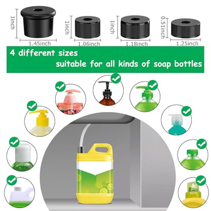 Under Sink Soap Dispenser Extension Tube Kit – 47" Hose with Check Valve & Weighted Ball – Connect Sink Dispenser to Large Dish Soap Bottle – No More Refills – Includes 4 Universal Bottle Caps