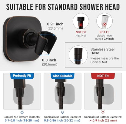 G-Promise Metal Handheld Shower Head Holder, No-Drill (Oil Rubbed Bronze) | Adhesive or Drilled Installation, Wide Adjustment Range Fits All Family Heights, Firmly Secure Showerhead, Easy to Install - color: Oil Rubbed Bronze