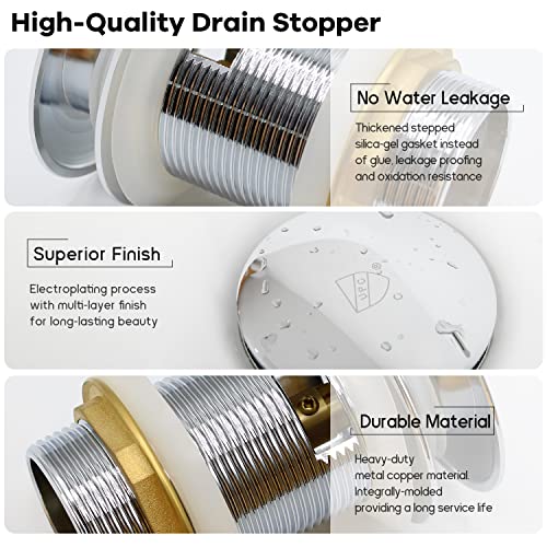 FerdY Pop-up Drain for Freestanding Bathtub, cUPC Certification, Freestanding Bathtub Drain Stopper, Polished Chrome - color: Polished Chrome