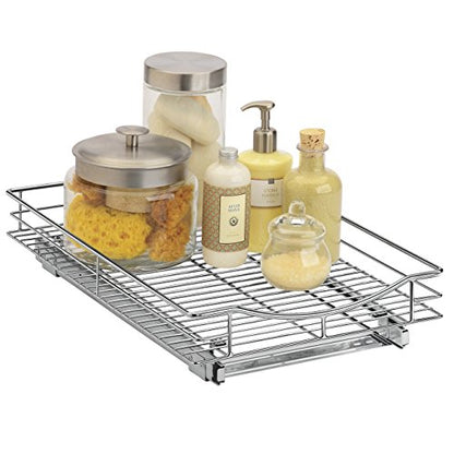 LYNK PROFESSIONAL® Pull Out Cabinet Organizer, Kitchen Slide Out Drawer | 11W x 21D chrome rollout shelf creates easy-access storage for cookware, pantry items and kitchen essentials inside cabinets - size: 11" W x 21" D